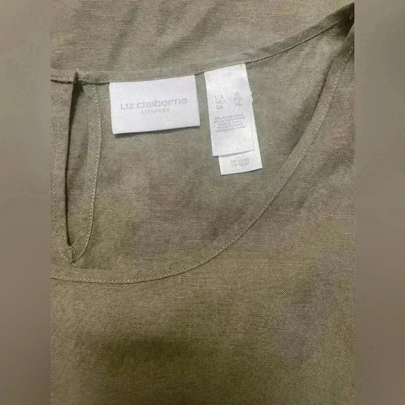 Liz Claiborne Liz Sport Green Linen Blend Tank Size XL - Picture 3 of 3